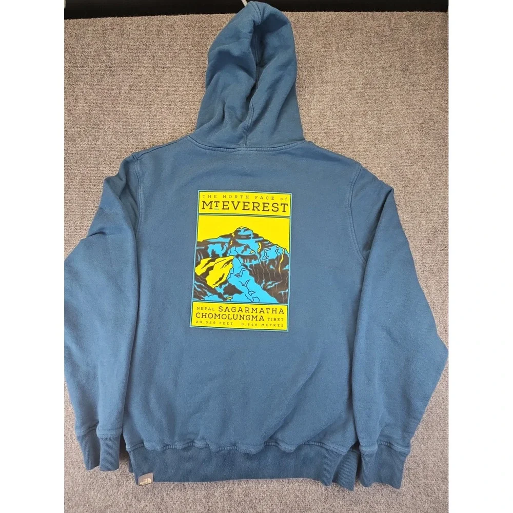 The North Face Mens Large Blue Hoodie Mt Everest  Graphics Excellent 1721